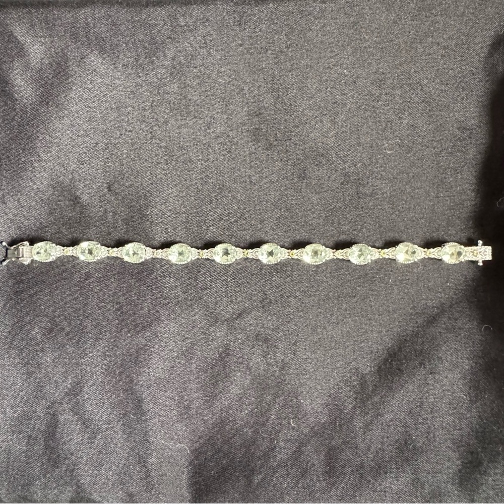 Elegant 925 Sterling Silver Bracelet prasiolite, - Picture 2 of 9